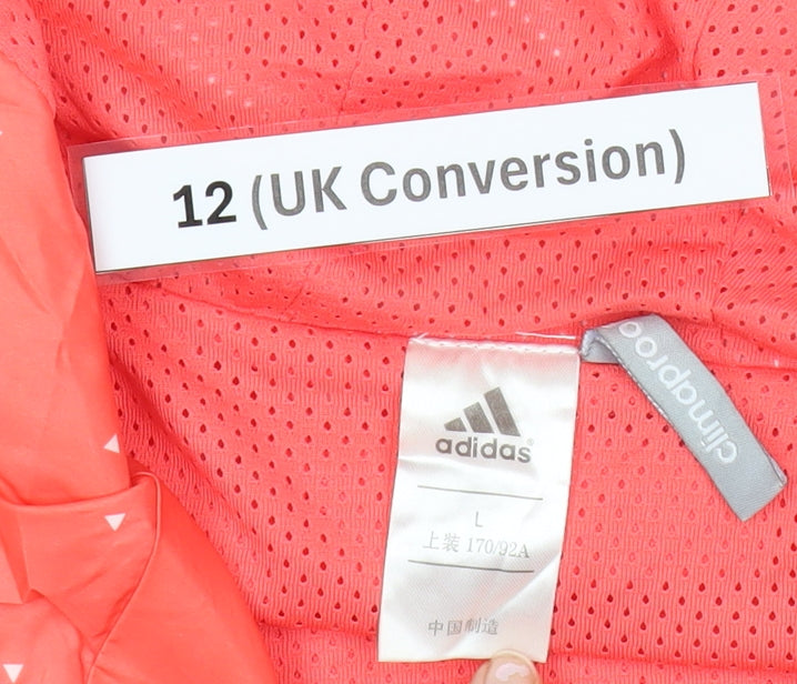 Adidas Womens Pink Polka Dot Windbreaker Jacket Size 12 UK Hooded
