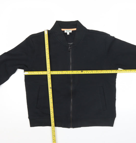Kenzo Women Black S Varsity Jacket Tiger Logo Full Zip Cotton Blend