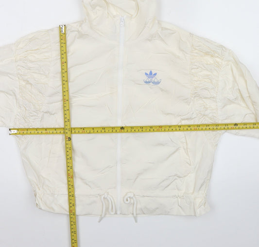 Adidas Women’s Ivory XS Cropped Windbreaker Hooded Jacket