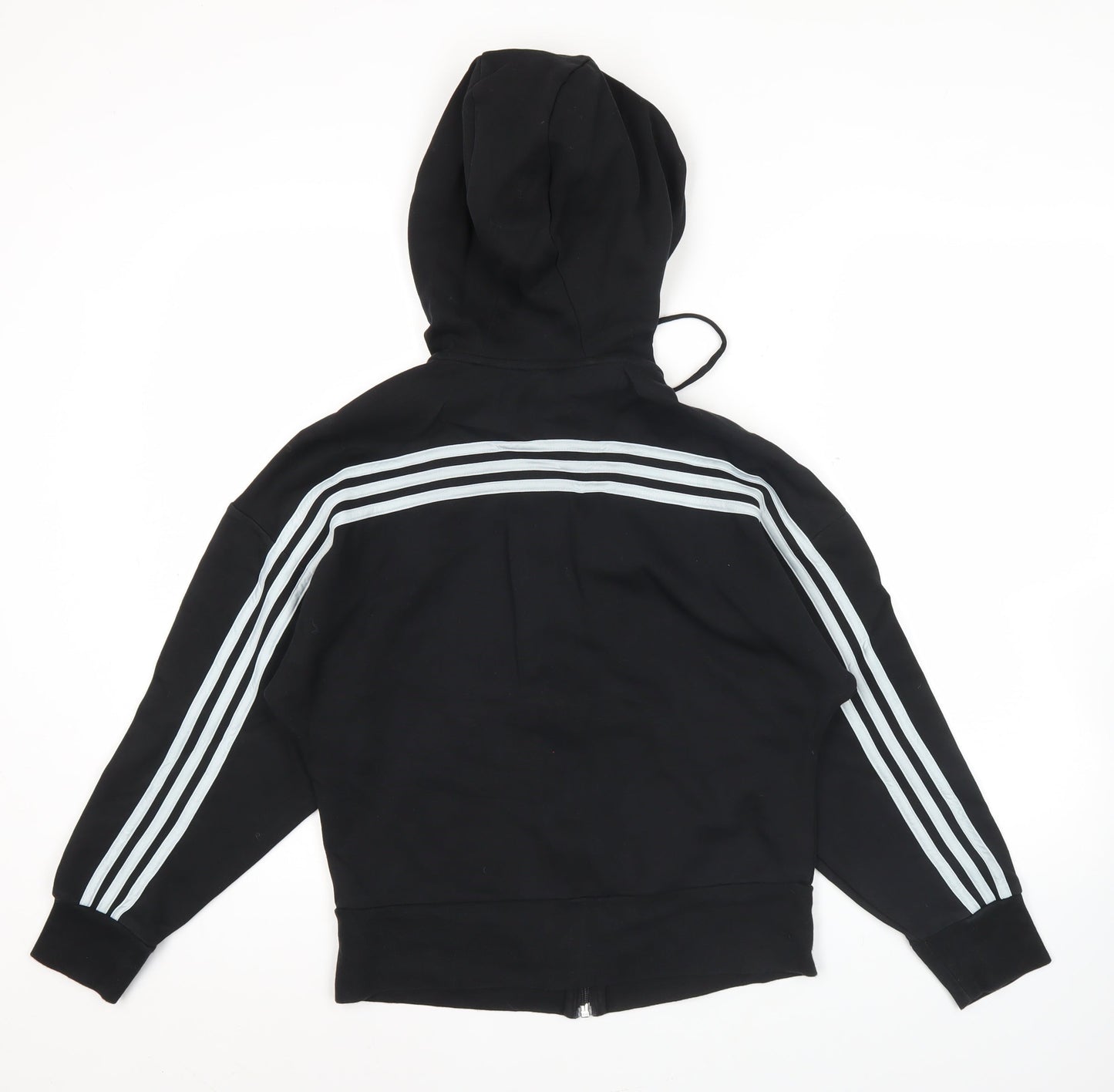 Adidas Womens Black Full Zip Hoodie Size 8 Activewear Gym Jacket