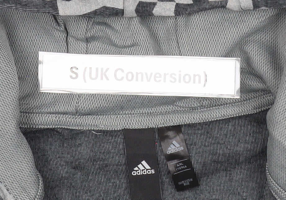 Adidas Mens Grey Graphic Full Zip Hoodie Jacket Size S Regular Fit