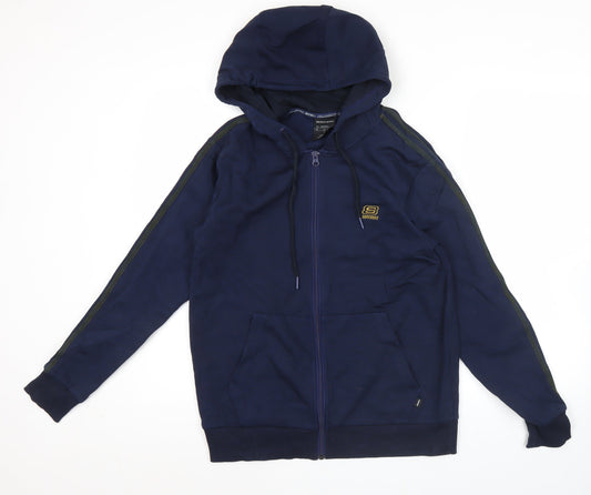 Skechers Men's Blue XS Full Zip Hoodie with Logo & Pockets