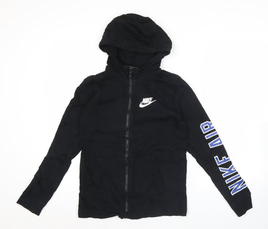 Nike Women's Black Full Zip Hoodie L Logo Sportswear Cotton