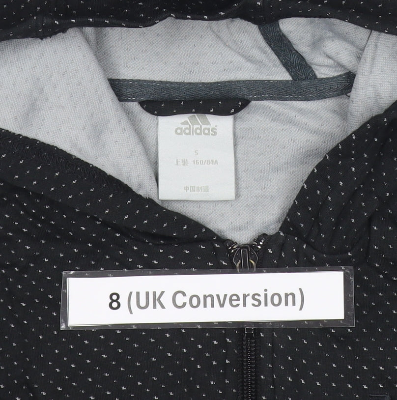 Adidas Womens Black Hoodie Size 8 Full Zip Sports Jacket