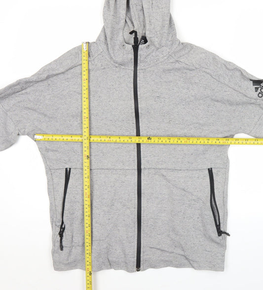 Adidas Womens Grey Full Zip Hoodie M Regular Fit Sportswear