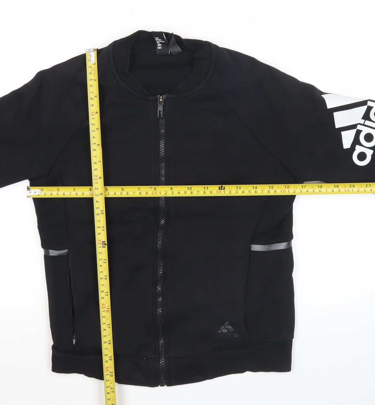 Adidas Womens Black Size 6 Track Jacket Full Zip Reflective Sportswear
