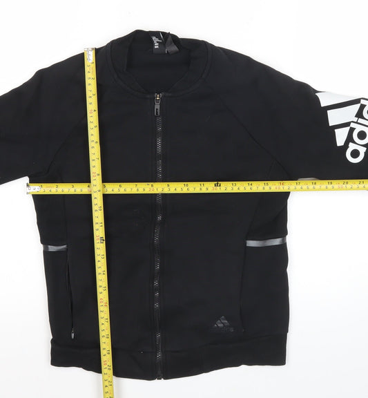 Adidas Womens Black Size 6 Track Jacket Full Zip Reflective Sportswear