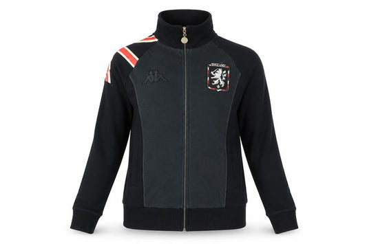 Kappa Womens Black Track Jacket Size 6 Slim Fit Full Zip England Design