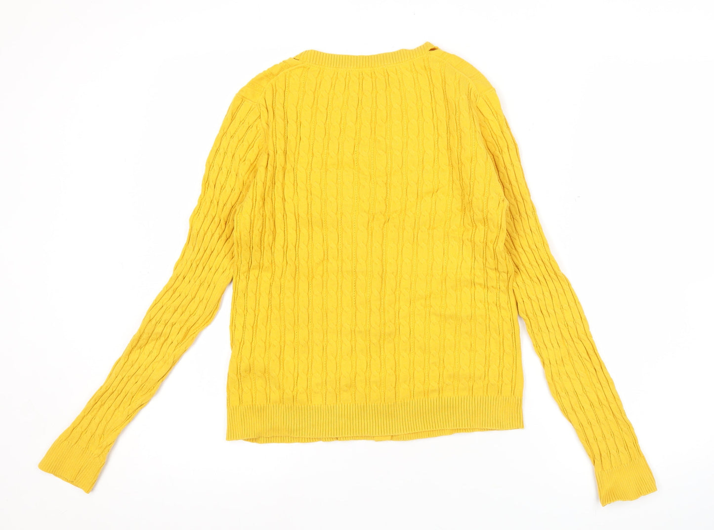 Tommy Hilfiger Womens Yellow Cotton Cardigan Jumper Size S