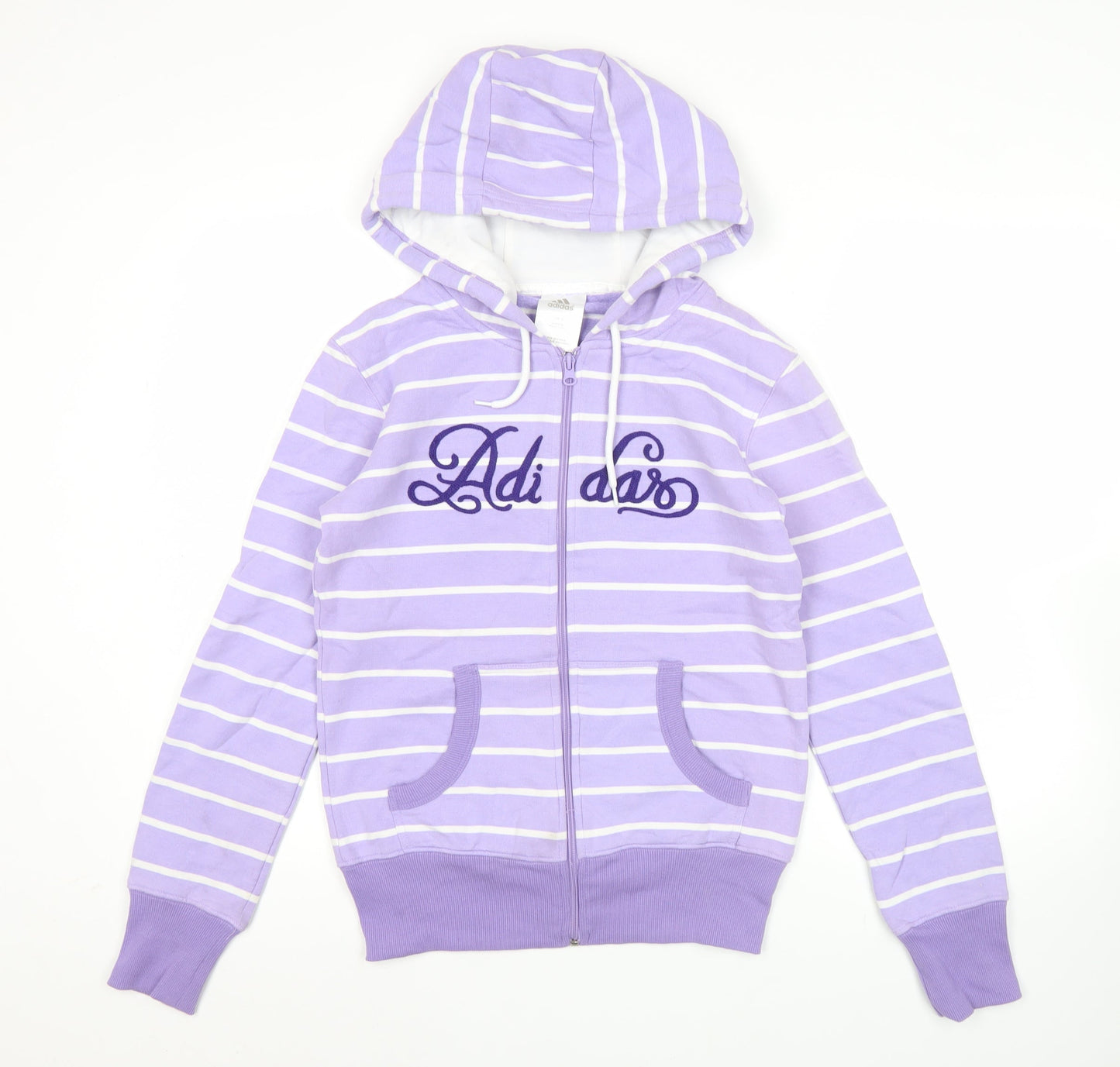 Adidas Women’s Purple Striped Full Zip Hoodie Size 8