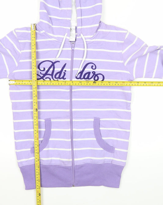Adidas Women’s Purple Striped Full Zip Hoodie Size 8