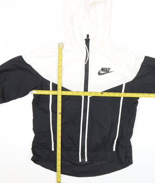 Nike Women's Black White Small Windbreaker Hooded Jacket