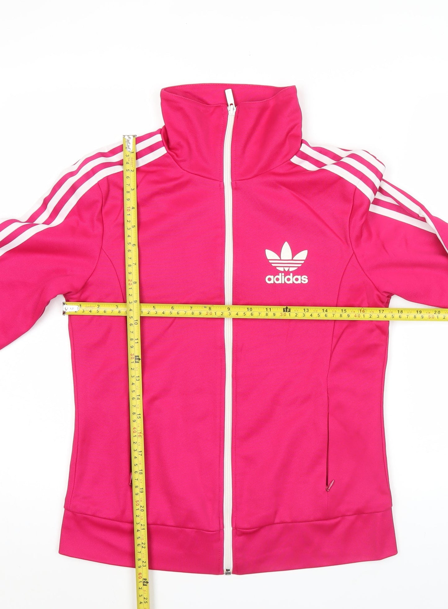 Adidas Womens Pink Track Jacket Size 10 Full Zip Slim Fit