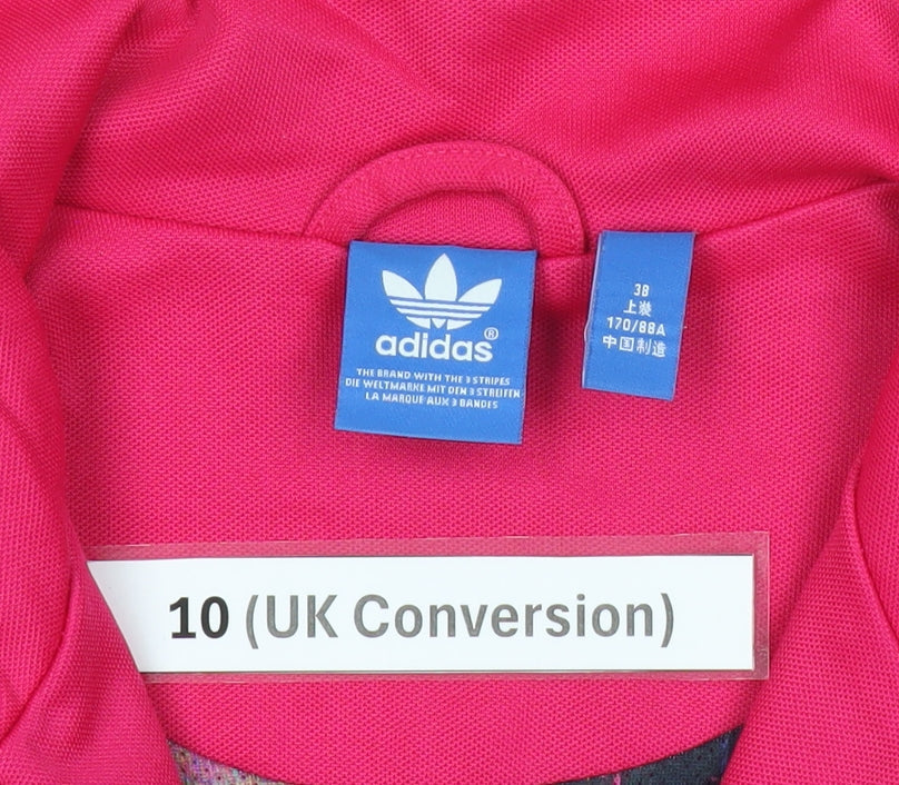 Adidas Womens Pink Track Jacket Size 10 Full Zip Slim Fit
