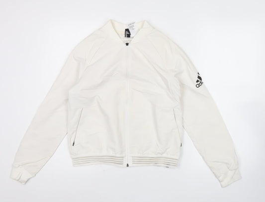 Adidas Women’s White Size 8 Track Jacket Full Zip Lightweight