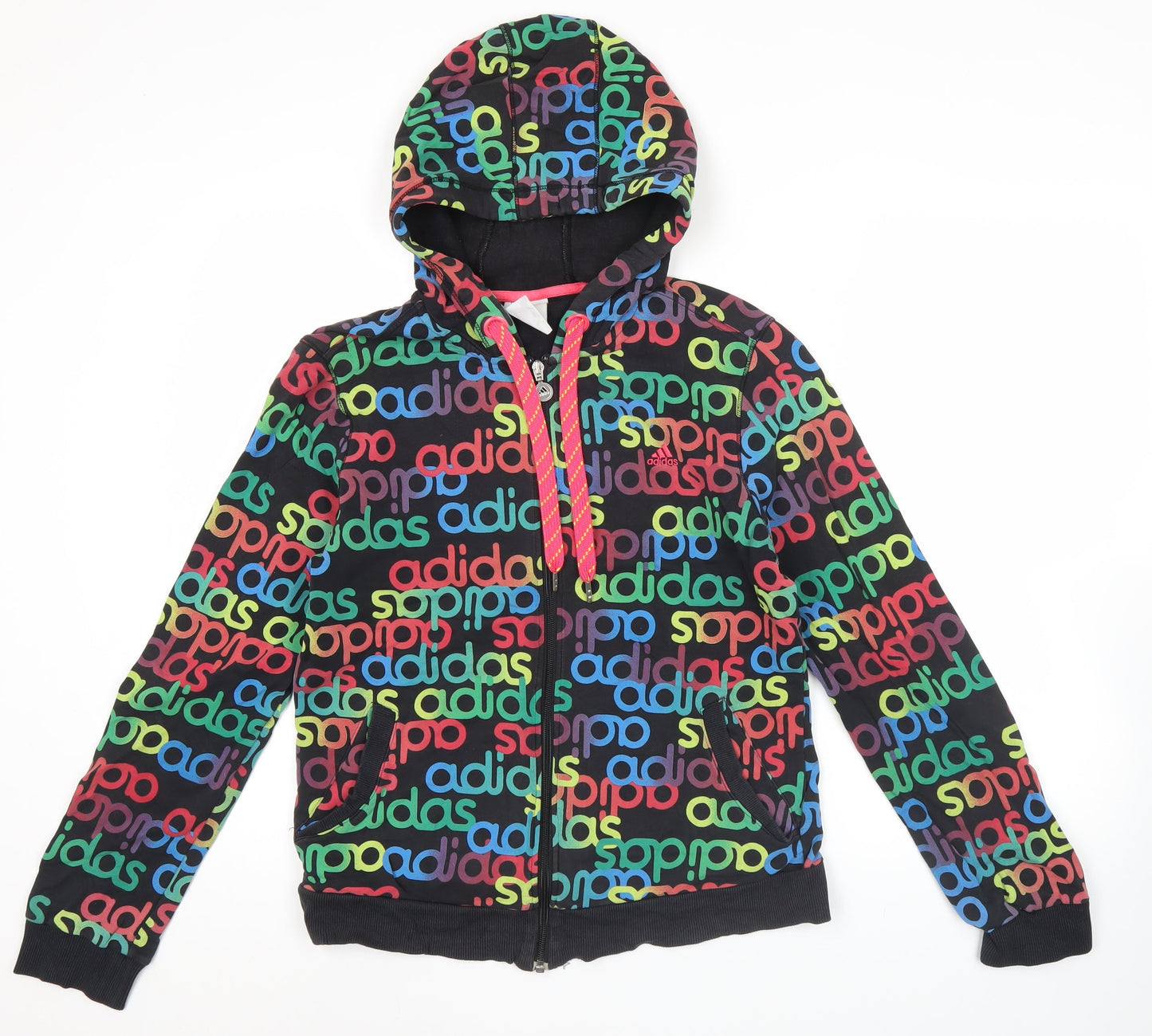 Adidas Women’s Multicoloured Hoodie Full Zip Size 14 Logo Print