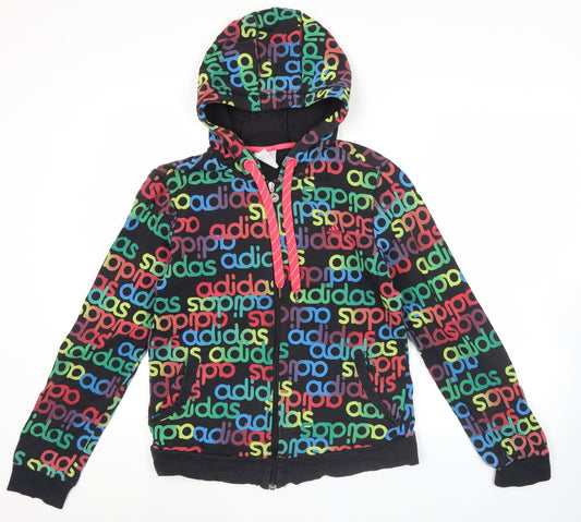 Adidas Women’s Multicoloured Hoodie Full Zip Size 14 Logo Print