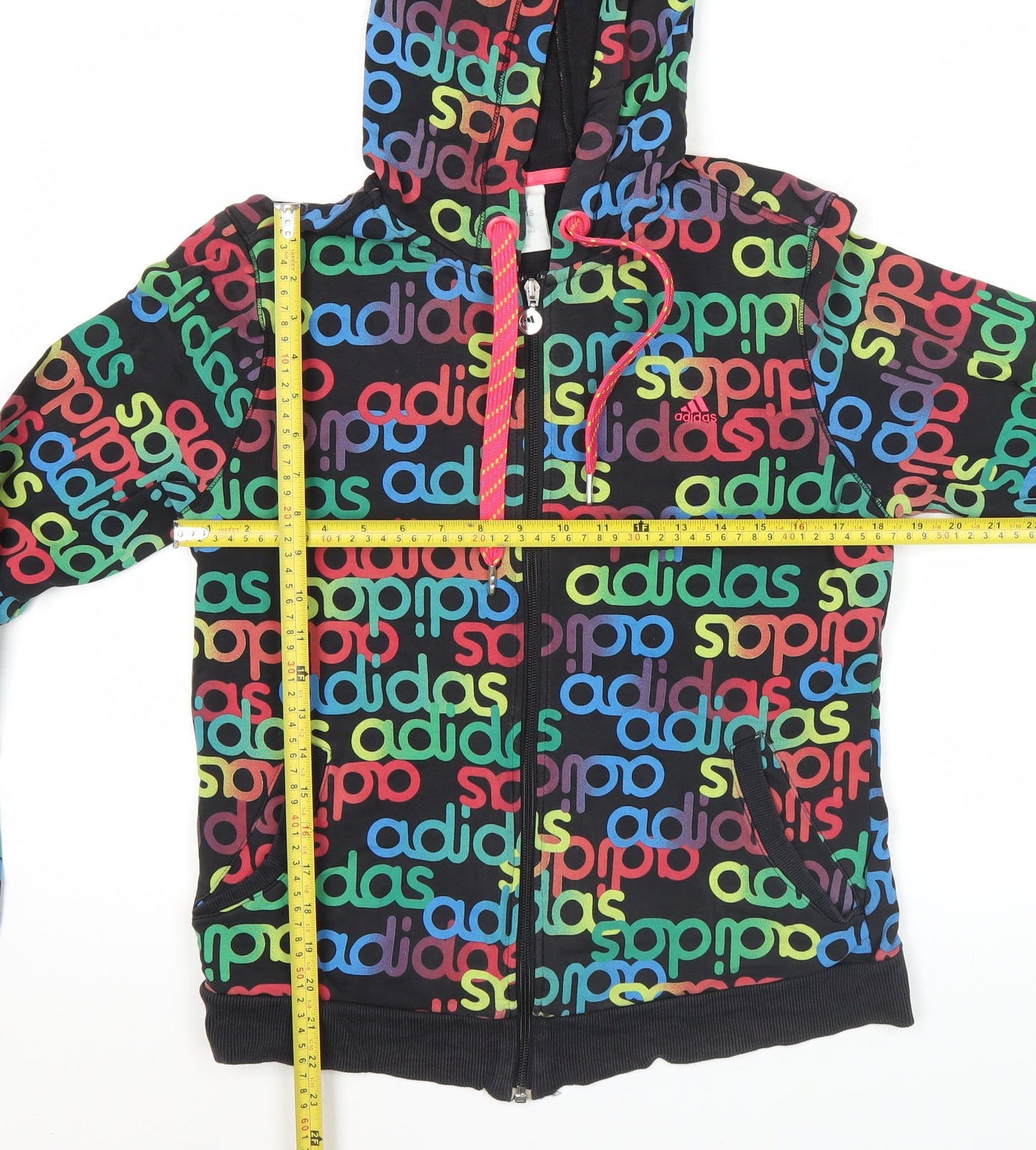Adidas Women’s Multicoloured Hoodie Full Zip Size 14 Logo Print