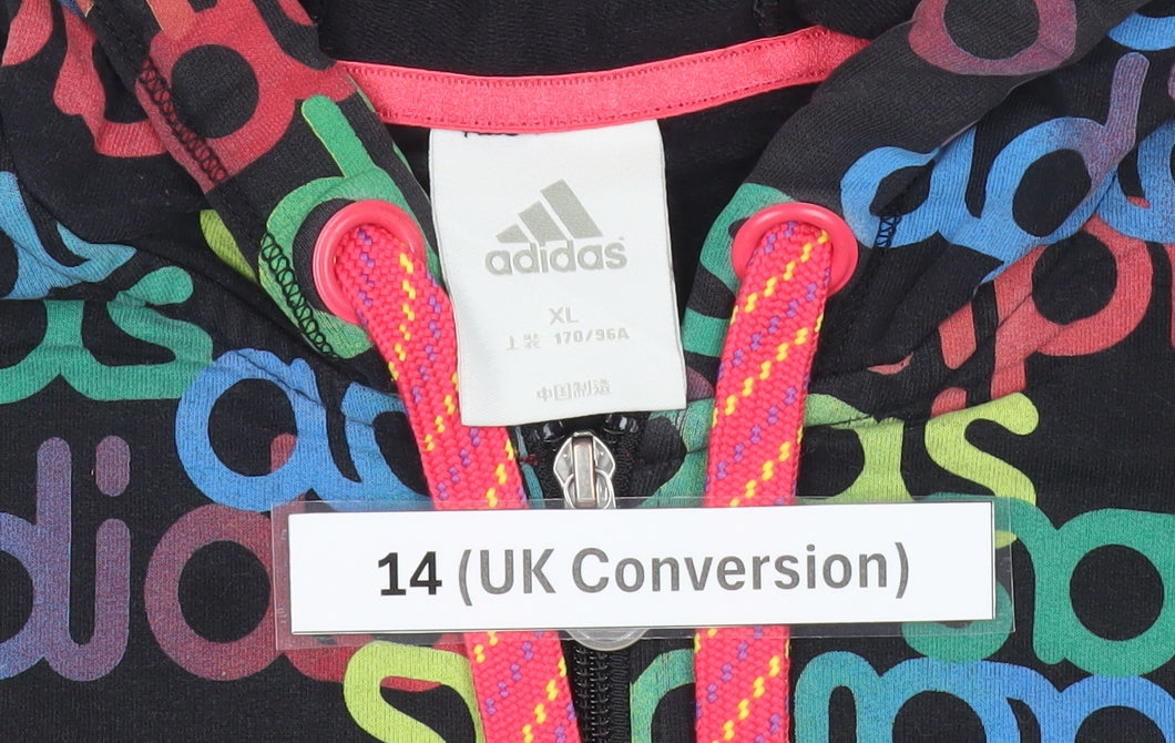 Adidas Women’s Multicoloured Hoodie Full Zip Size 14 Logo Print