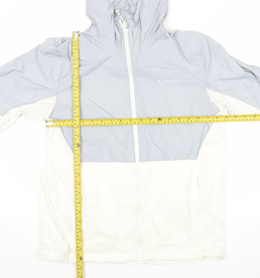 Quechua Women’s Grey White Windbreaker Jacket Size 16 Hooded