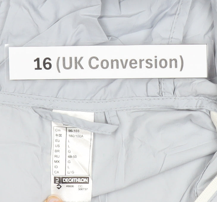 Quechua Women’s Grey White Windbreaker Jacket Size 16 Hooded