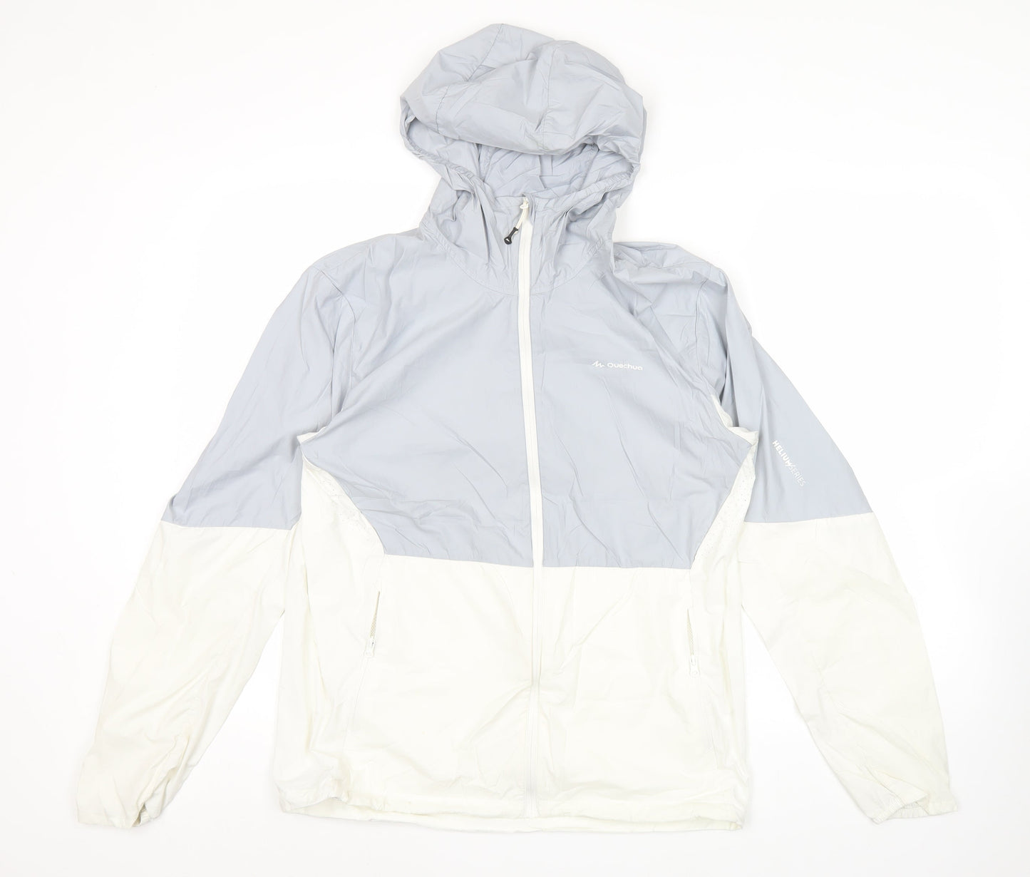 Quechua Women’s Grey White Windbreaker Jacket Size 16 Hooded