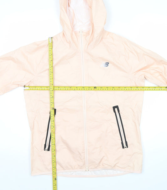 New Balance Womens Beige Windbreaker Jacket S Hooded Lightweight