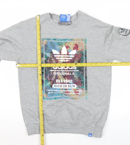 Adidas Originals Mens Grey L Sweatshirt Pullover Crew Neck Graphic