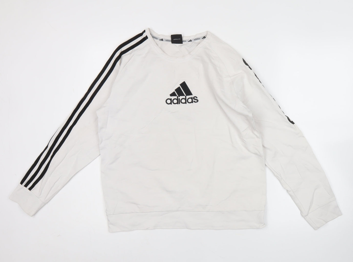 Adidas Men’s White XL Sweatshirt Pullover Crew Neck Logo Sports Top