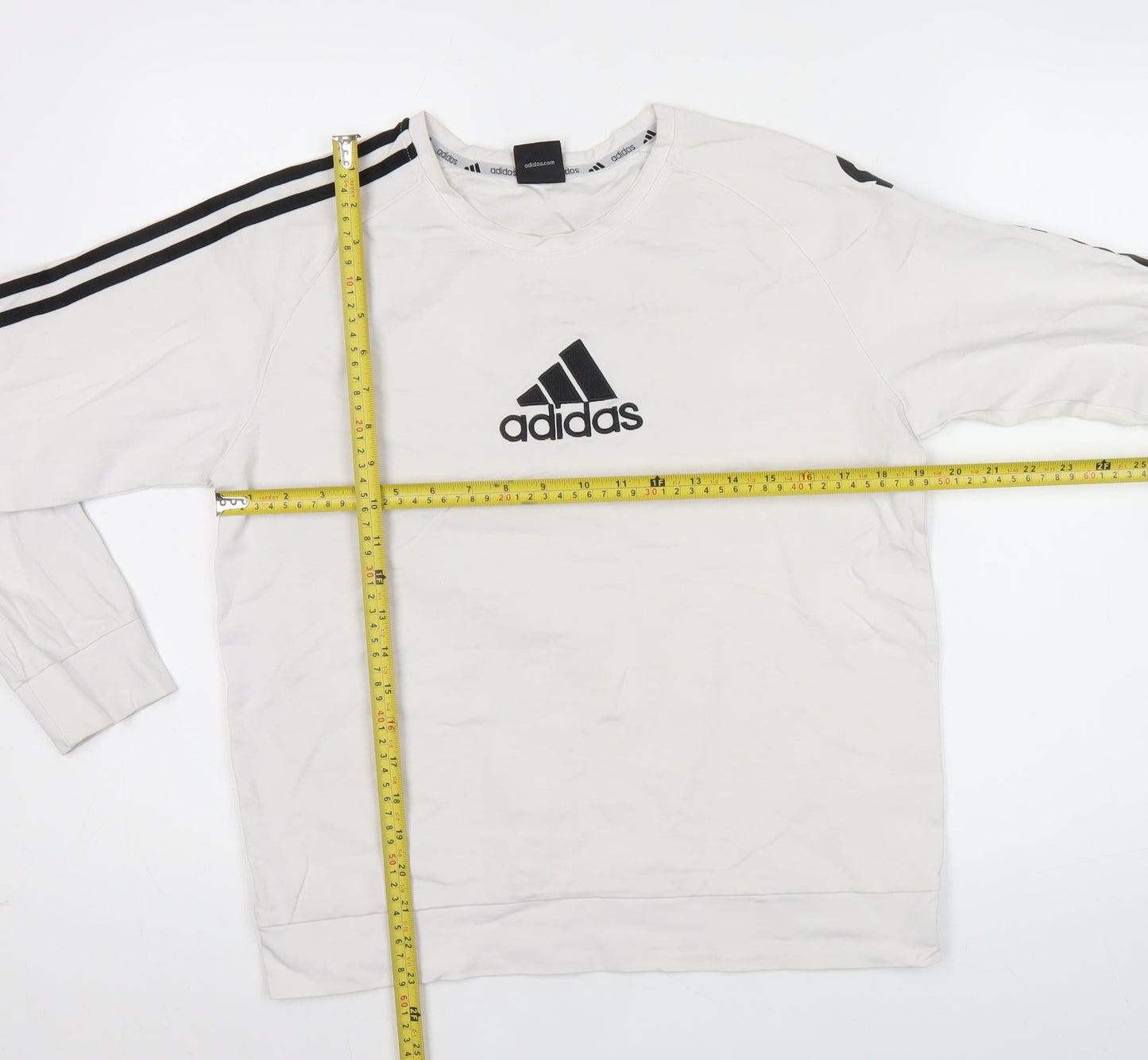 Adidas Men’s White XL Sweatshirt Pullover Crew Neck Logo Sports Top