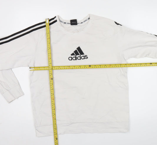 Adidas Men’s White XL Sweatshirt Pullover Crew Neck Logo Sports Top