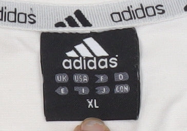 Adidas Men’s White XL Sweatshirt Pullover Crew Neck Logo Sports Top