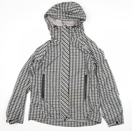 Kappa Women’s Black Check Hooded Rain Jacket Size 10