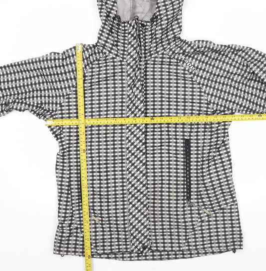 Kappa Women’s Black Check Hooded Rain Jacket Size 10