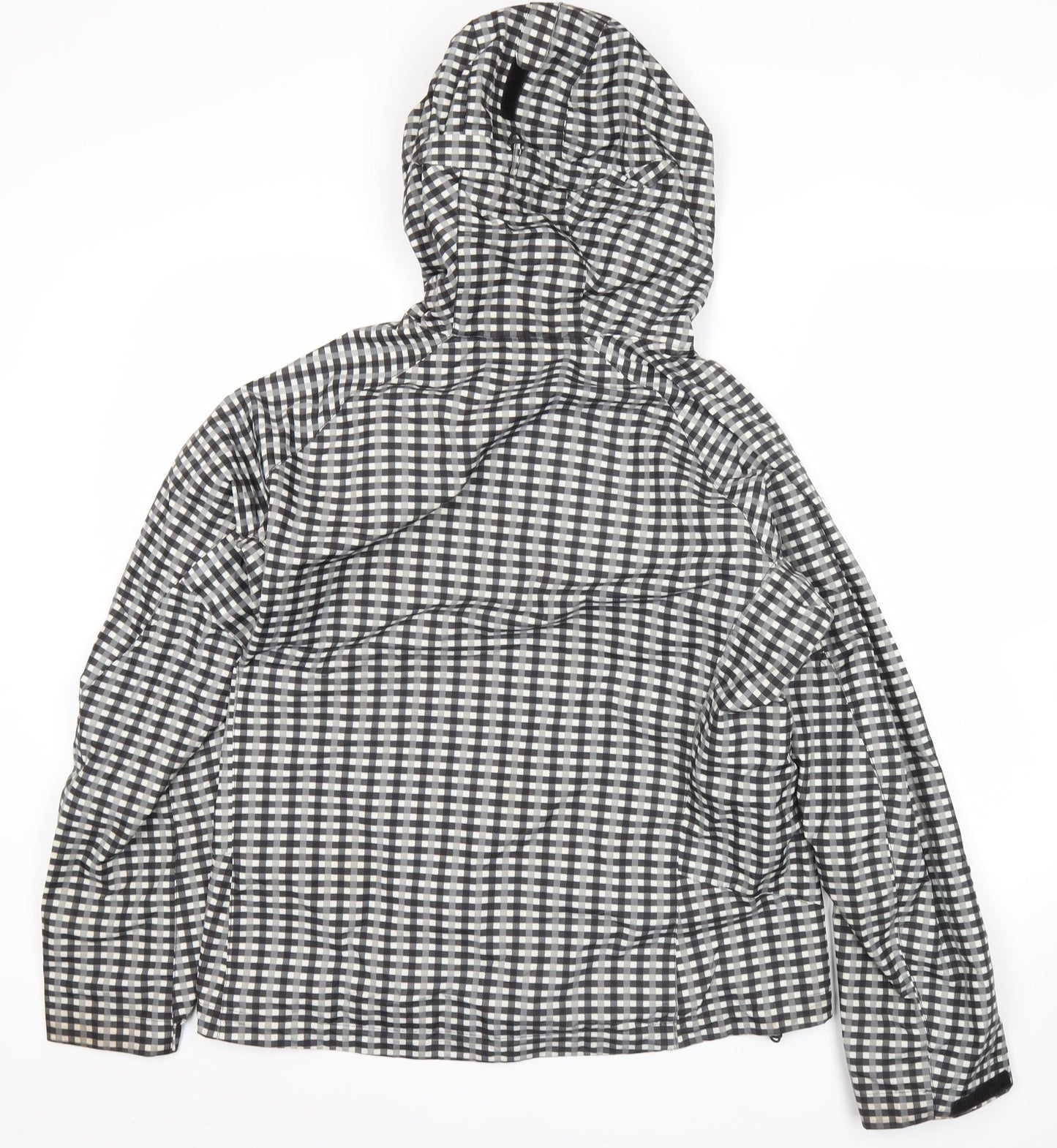 Kappa Women’s Black Check Hooded Rain Jacket Size 10