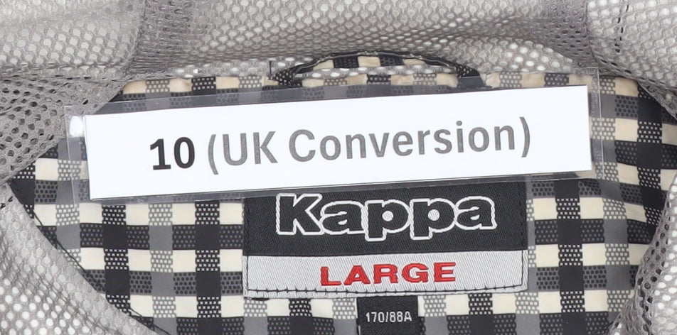 Kappa Women’s Black Check Hooded Rain Jacket Size 10