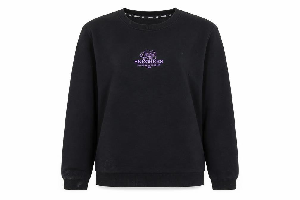 Womens UK 12 Regular Skechers Black Pullover Sweatshirt
