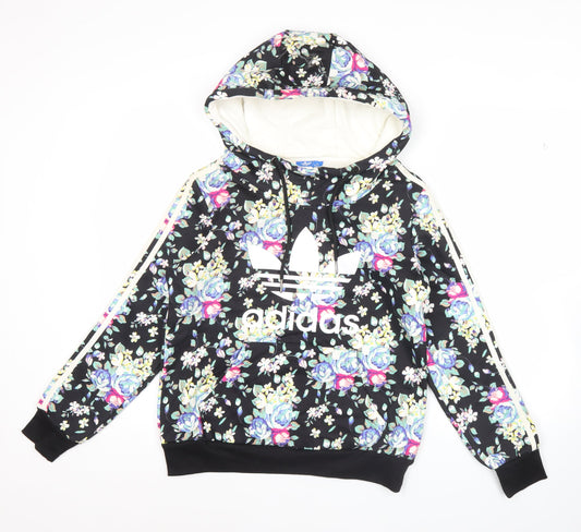 Adidas Women’s XL Black Floral Pullover Hoodie Sweatshirt