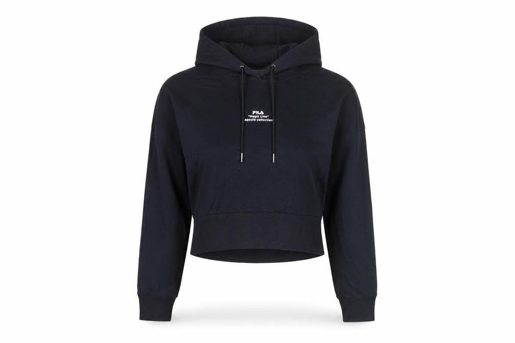 Womens UK 8 Regular FILA Black Pullover Hoodie