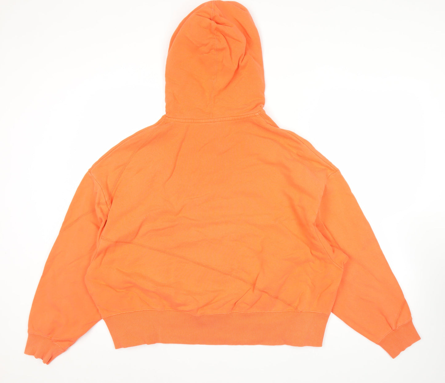 Nike Mens Orange Pullover Hoodie Size M Logo Fleece Sweatshirt