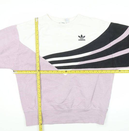 Adidas Womens Sweatshirt Purple White Black Size 10 Colourblock Pullover