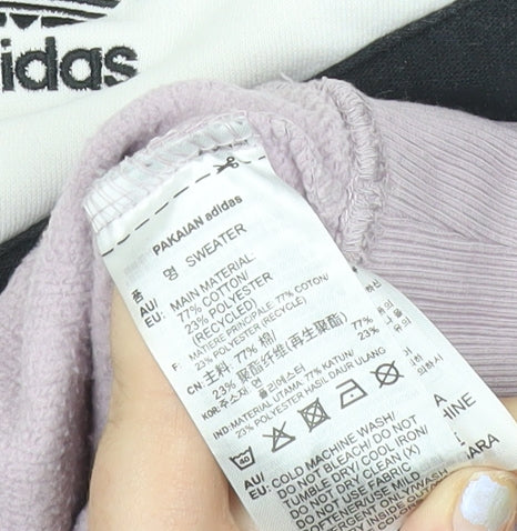 Adidas Womens Sweatshirt Purple White Black Size 10 Colourblock Pullover