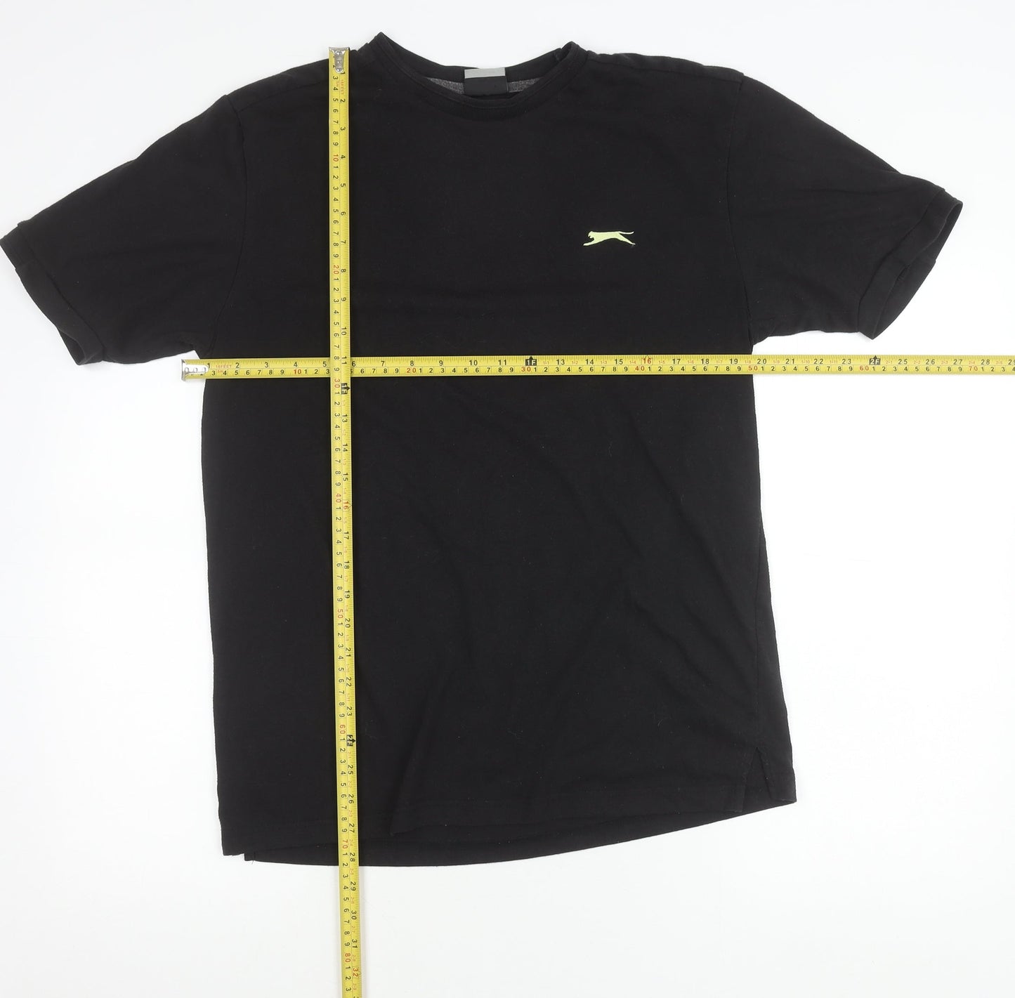 Slazenger Men Black L Crew Neck Short Sleeve Cotton T-Shirt