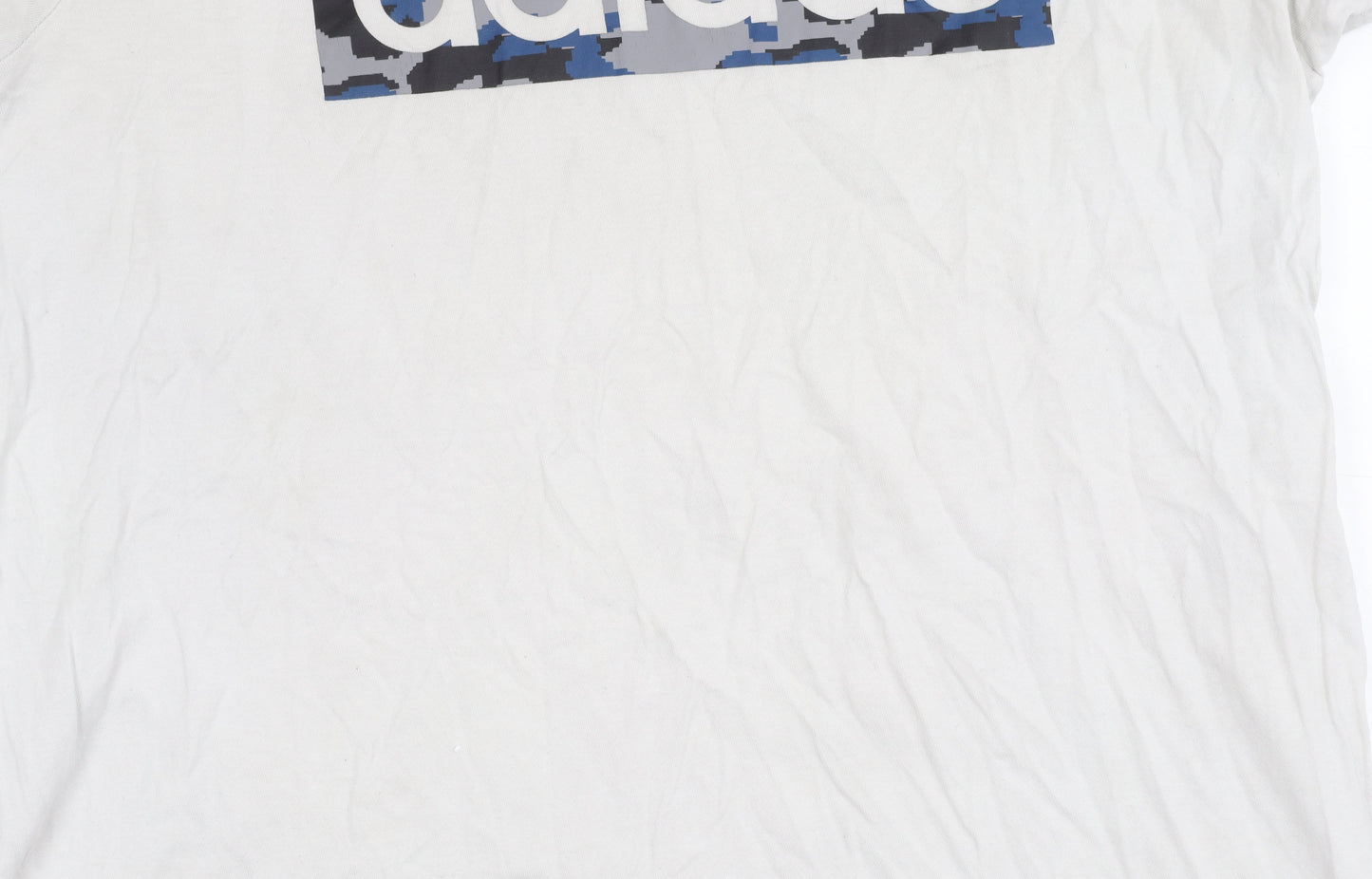Adidas Mens White Medium Graphic Logo Crew Neck T-Shirt