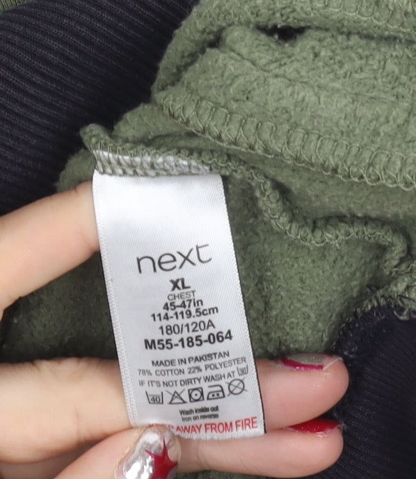 Next Men's XL Pullover Hoodie Green White Black Colour Block