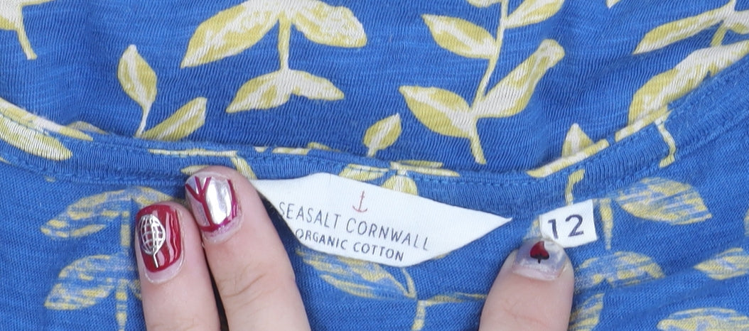 Seasalt Cornwall Women’s Blue Floral Organic Cotton Tank Top Size 12