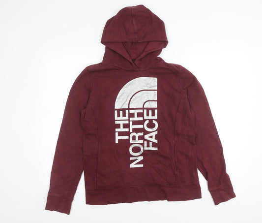 The North Face Womens Red Pullover Hoodie M Graphic Logo Outdoor