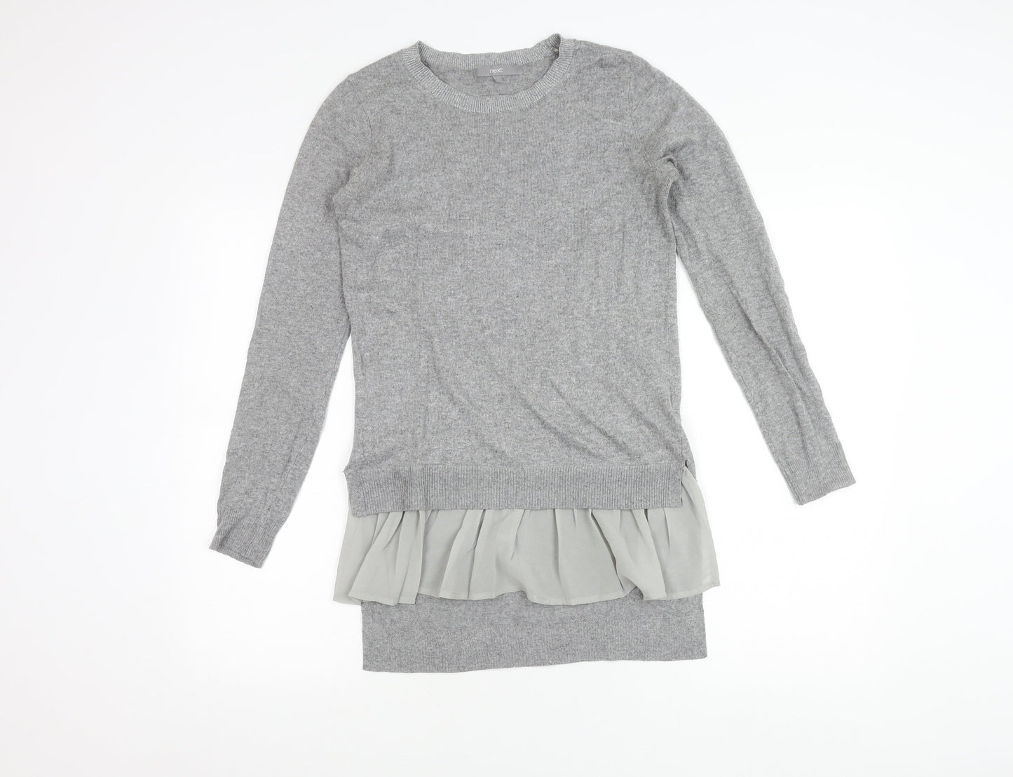 Next Women’s Grey Tunic Jumper Dress Size 6 Crew Neck Long Sleeve
