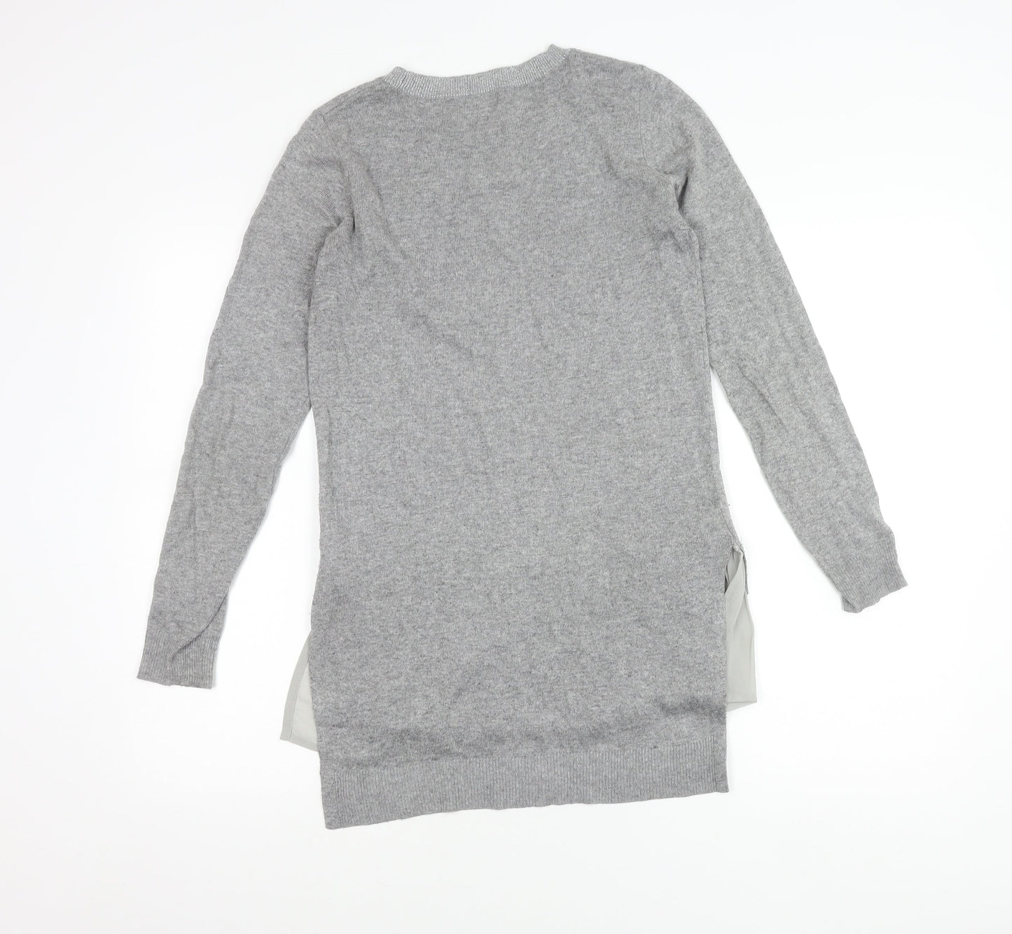 Next Women’s Grey Tunic Jumper Dress Size 6 Crew Neck Long Sleeve