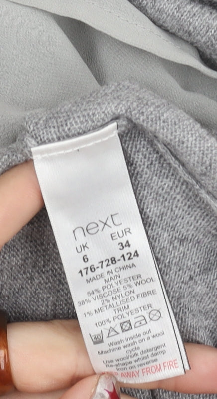 Next Women’s Grey Tunic Jumper Dress Size 6 Crew Neck Long Sleeve